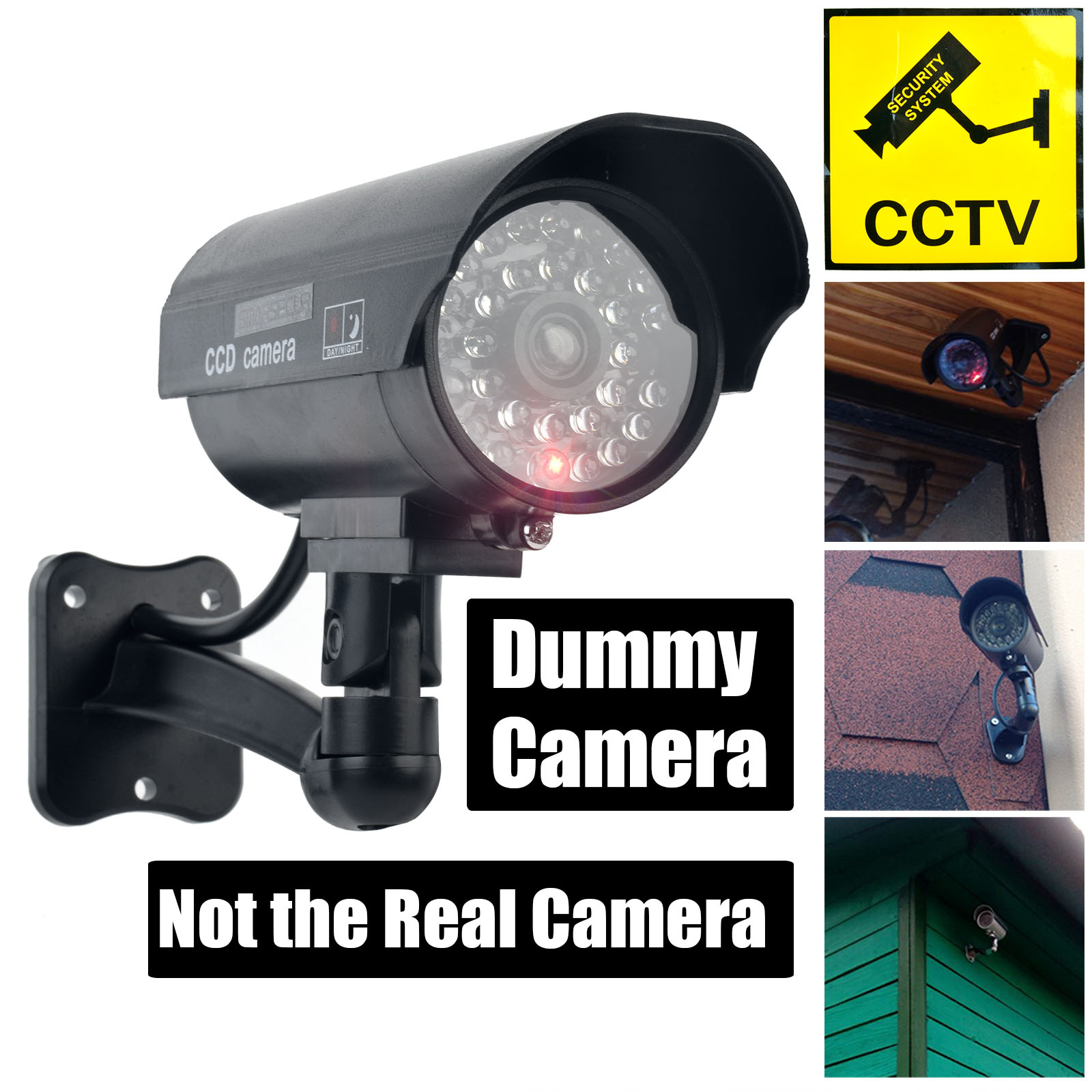 Outdoor Sport Camera - Smarsecur Fake-Kamera-Dummy, wasserdichte Sicherheits-CCTV-Überwachungskamera mit blinkendem