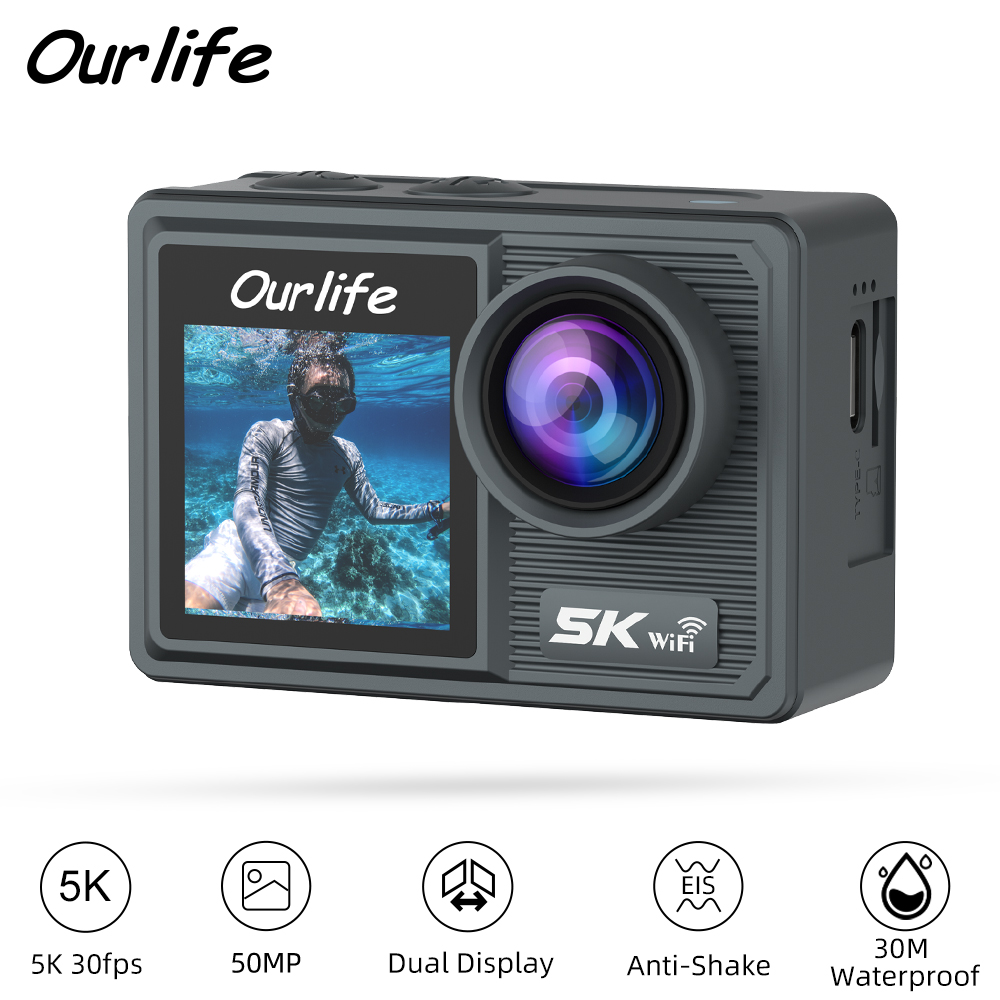 Outdoor Sport Camera - Ourlife Actionkamera 5K 4K Fahrradkamera 50
